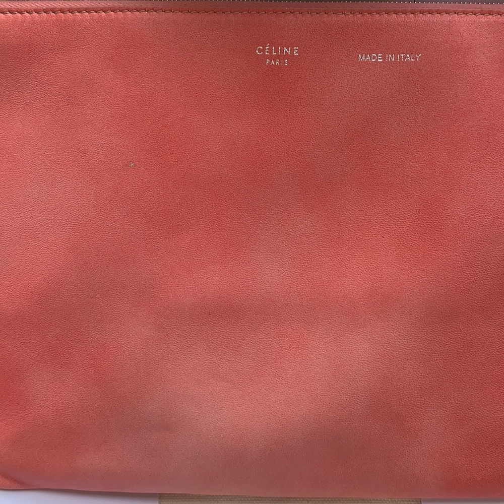 Celine Clutch Pouch rose leather&clear pvc tote - Picture 3 of 16